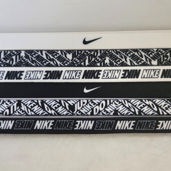 Nike Black White Logo Non-Slip Silicone Headbands Set of 6 - Picture 4 of 8